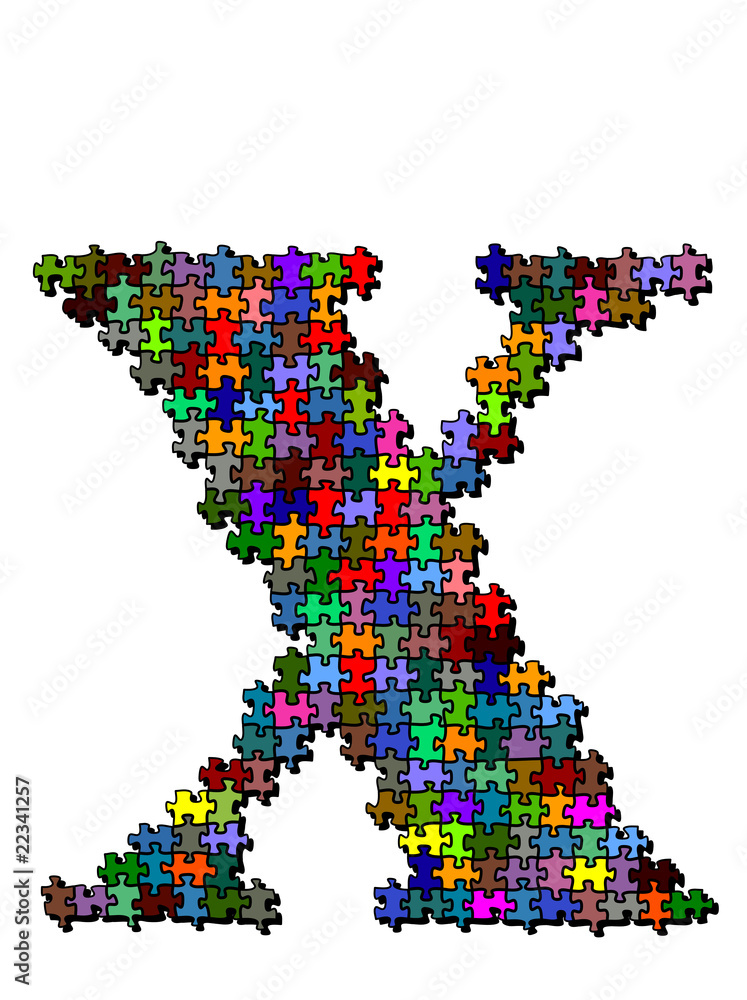 Illustration of letter made of puzzle