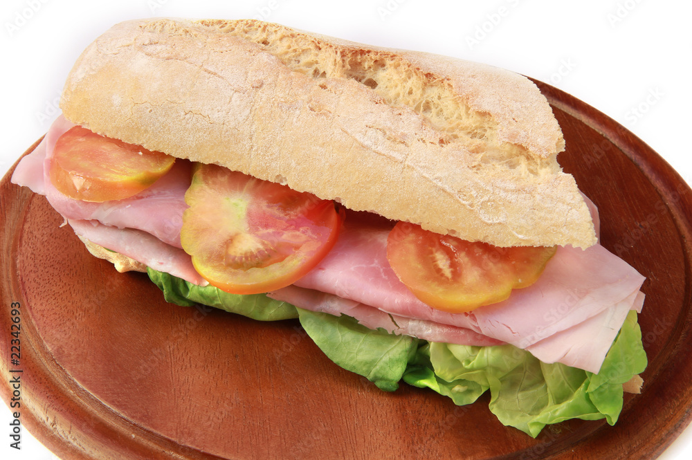 panino con prosciutto cotto,insalata e pomodori Stock Photo Adobe Stock