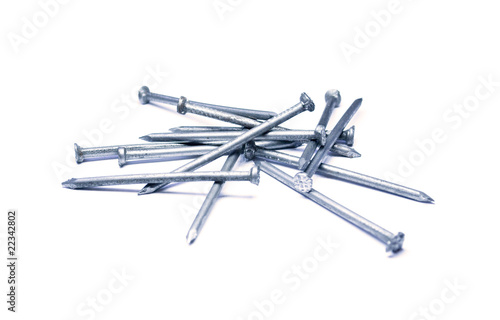 Heap of nails isolated on the white