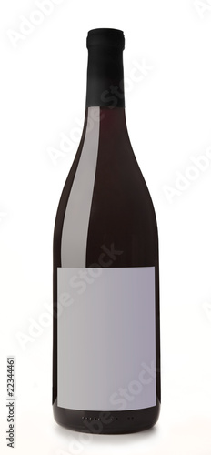 Wine Bottle on White Background