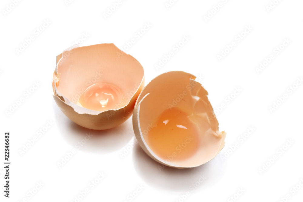 eggshell isolated on a white background eggshell isolated on a white background