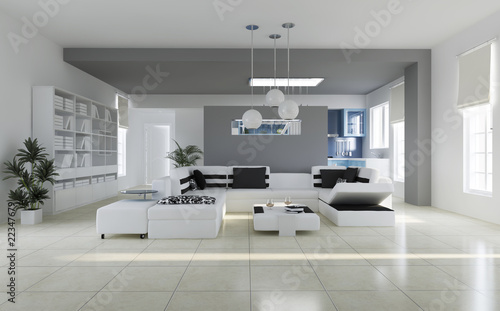 3d render modern living room