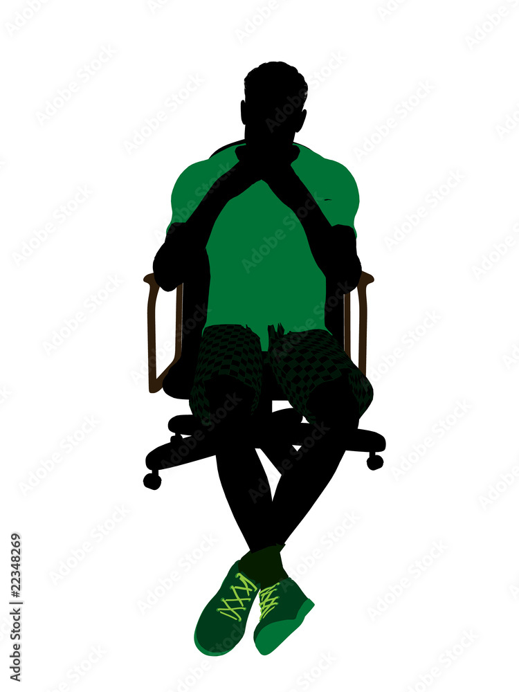 African American Tennis Player Sitting In A Chair Silhouette African American Tennis Player Sitting In A Chair Silhouette