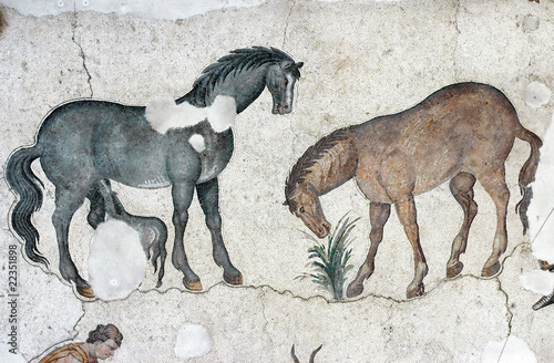 Canvas Print Horses, mosaic from Istanbul