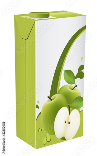 Apple juice carton box vector illustration.
