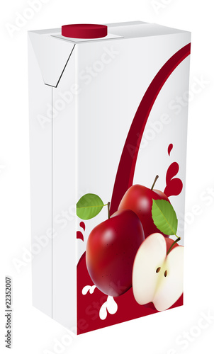 Apple juice carton box vector illustration.
