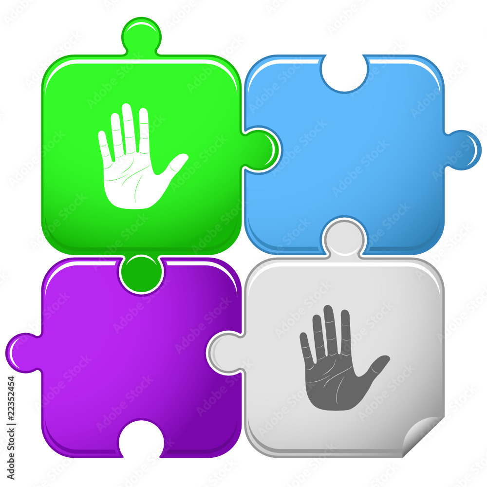 Fototapeta premium Stop hand. Vector puzzle.
