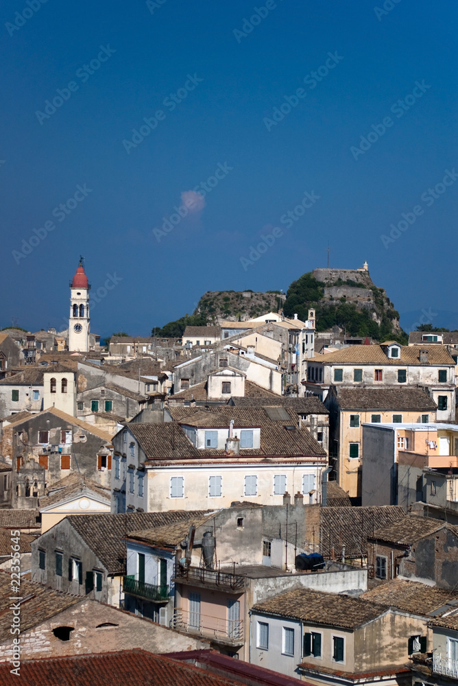 View over the roofs of Corfu's capital Kerkyra, Greece