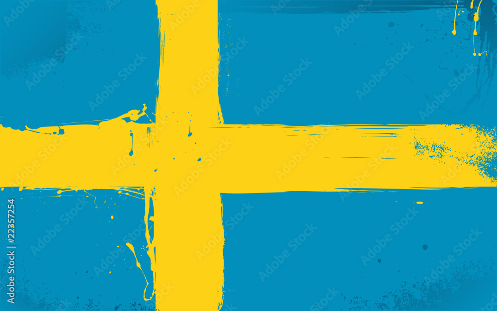 Swedish flag daubed with paint in the style of grunge Swedish flag daubed with paint in the style of grunge