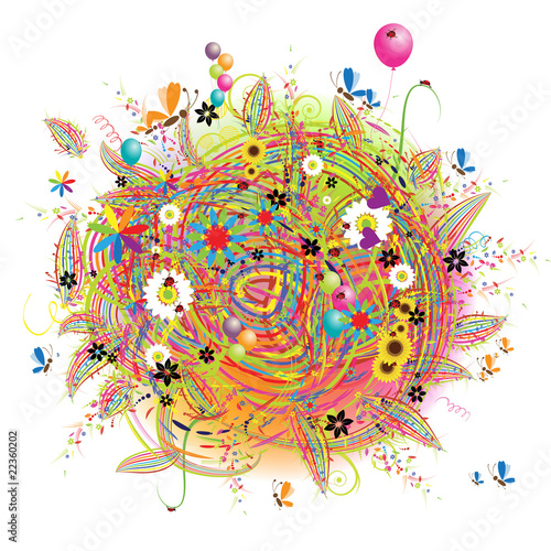 Happy holiday, funny card with balloons