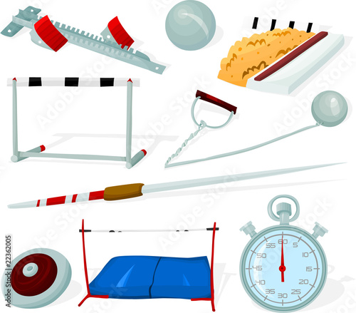 Set of a athletics tools and objects