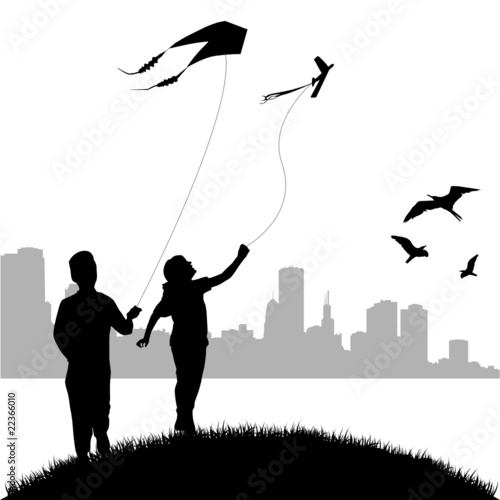 kids flying kite