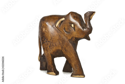 An isolated wooden elephant