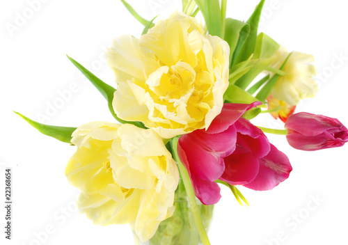 Fototapeta Naklejka Na Ścianę i Meble -  Tulips bouquet in glass vase