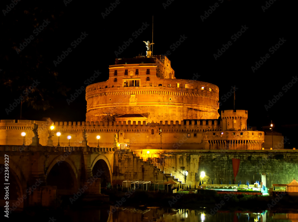 the night view of Castle sant' angelo