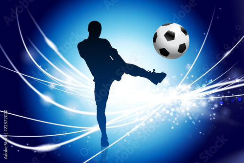 Soccer Player on Abstract Modern Light Background © iconspro