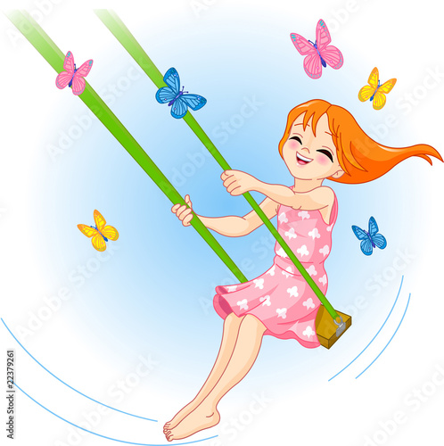 The lovely girl on a swing