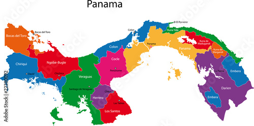 Map of the Republic of Panama with the provinces