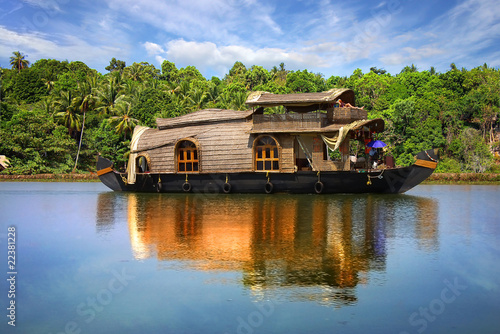 Houseboat in backwaters in India #22381228