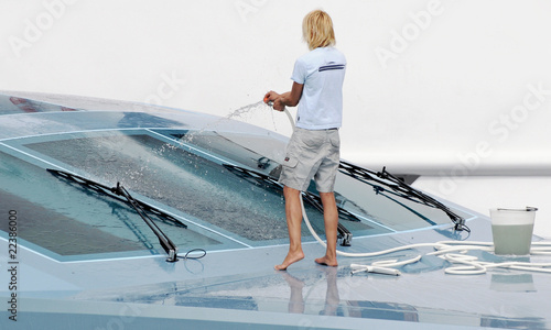 washing yacht photo