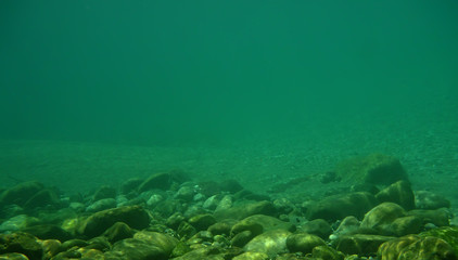 Papier peint photo Rivière Profondeurs sous-marines bleu océan  © DeshaCAM