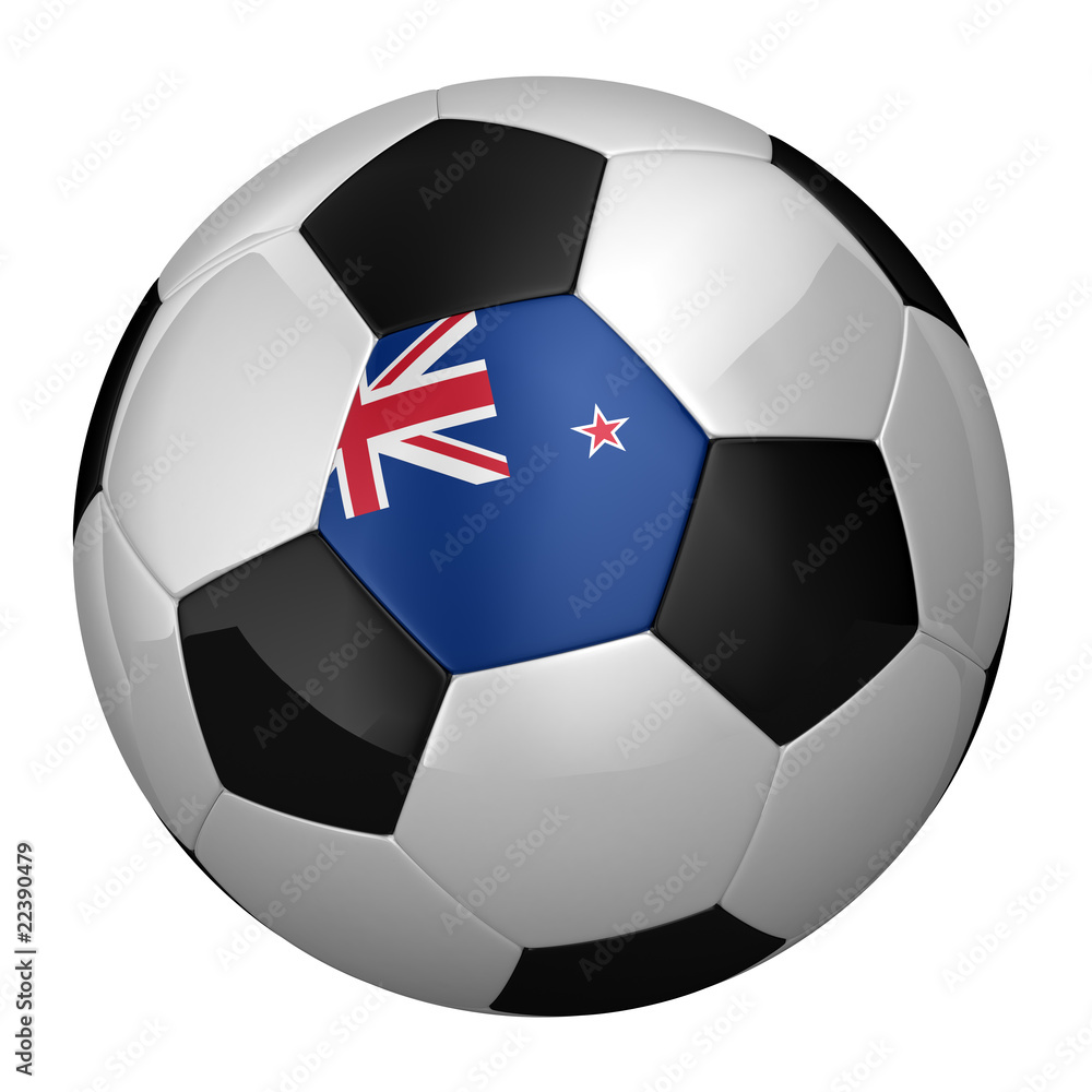 Fototapeta premium New Zealand Soccer Ball isolated over white background