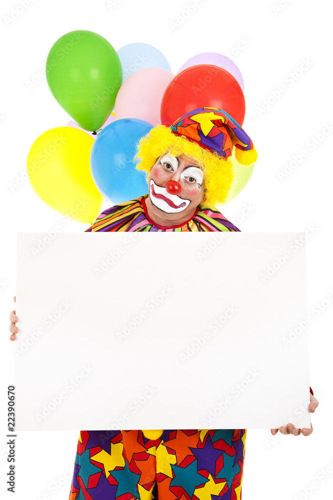 Naklejka premium Sad Clown with Sign