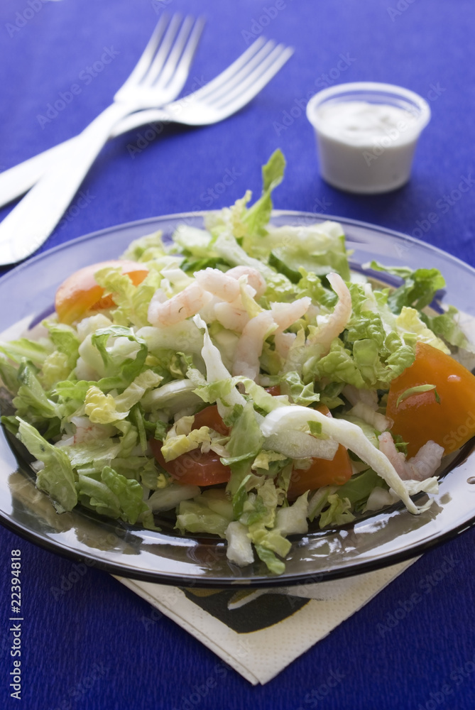 Fresh salad with shrimp and tomato Fresh salad with shrimp and tomato