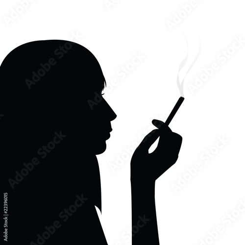 Smoking girl black silhouette