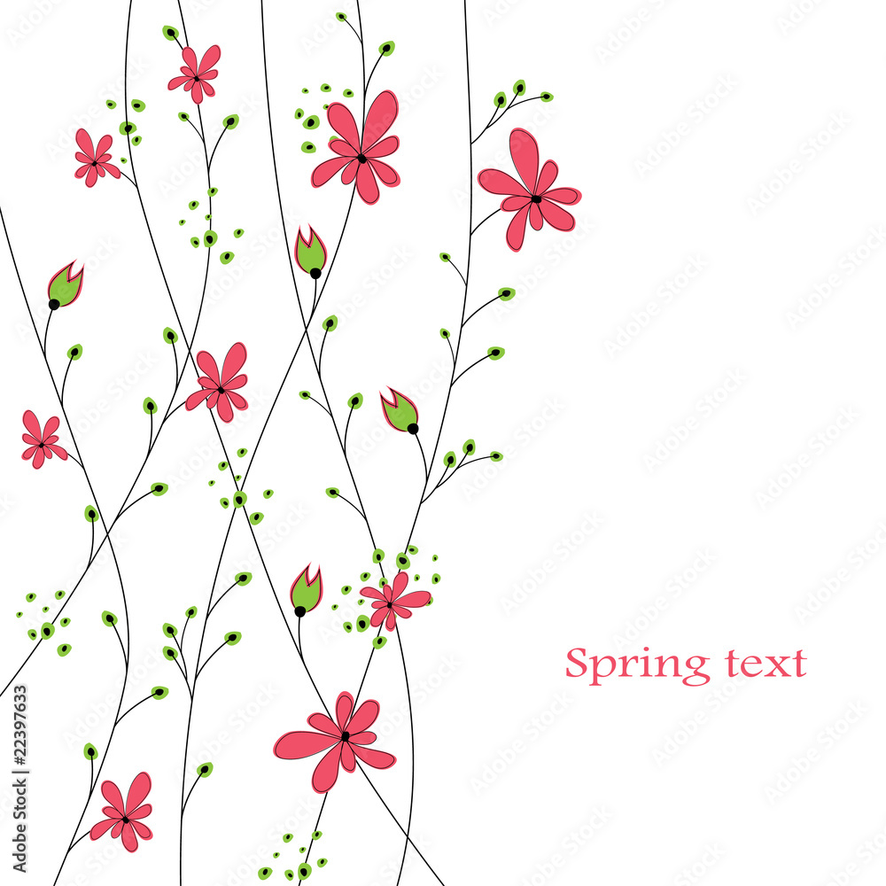 Abstract background with red flowers. vector illustration