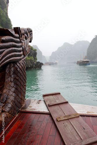 Mit einer Dschunke durch die Halong Bucht photo