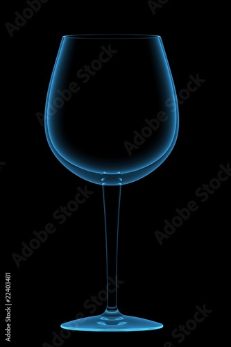Wineglass 3D rendered xray blue transparent