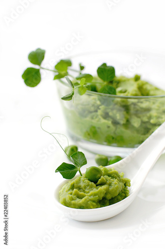 a spoonful of pea puree