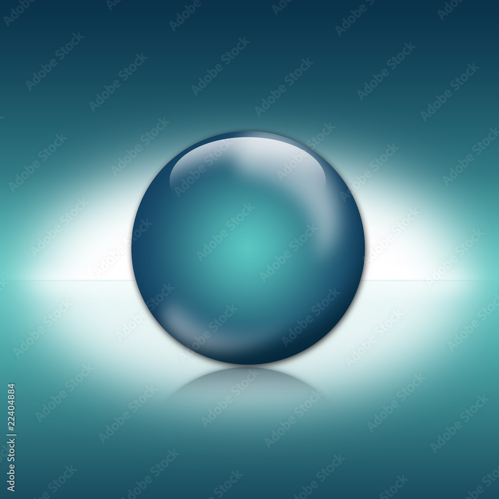 3d kugel kristall blue