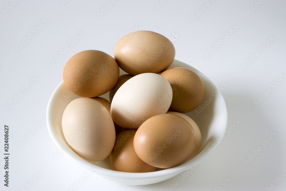 A bowl of farm fresh brown eggs A bowl of farm fresh brown eggs