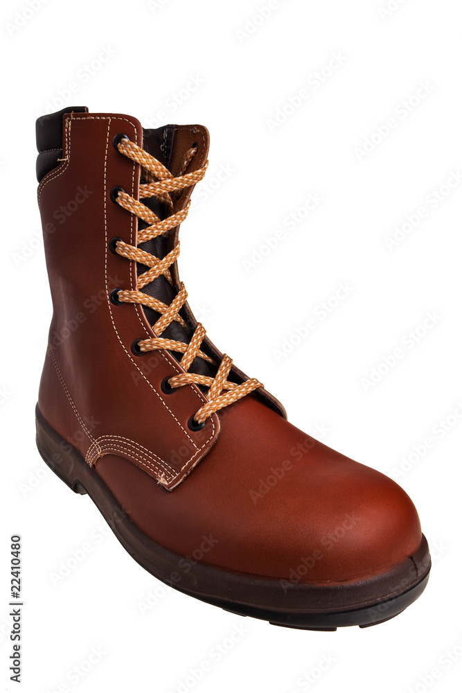Industrial safety boot over white background.