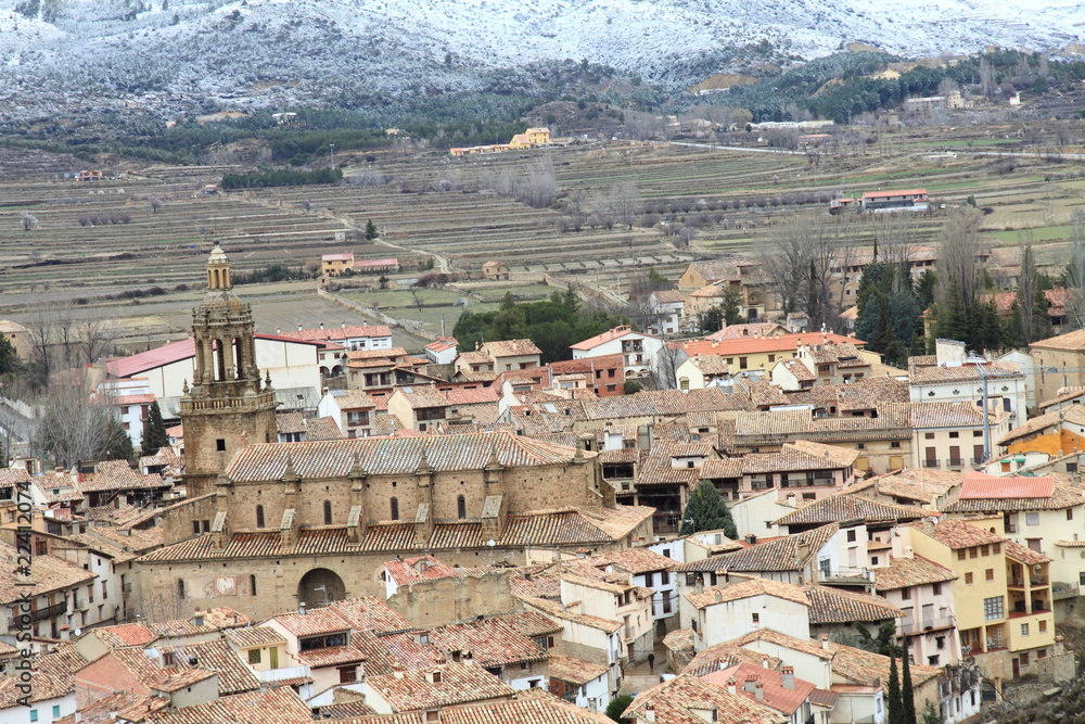 Rubielos de Mora from above in wintertime  Teruel  Aragon Spain