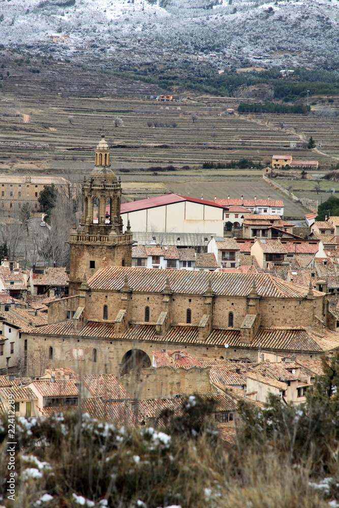 Rubielos de Mora from above in wintertime  Teruel province Arago