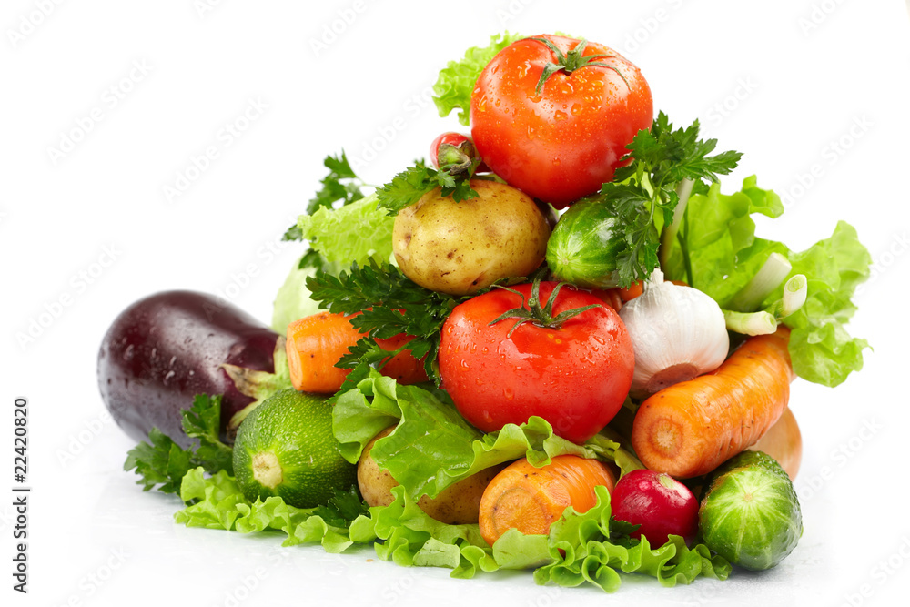 fresh vegetables on the white background fresh vegetables on the white background