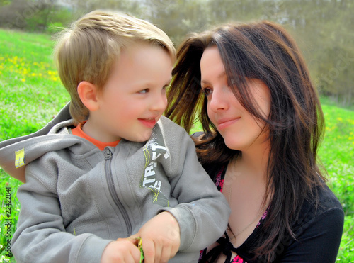Mum and the son on a walk