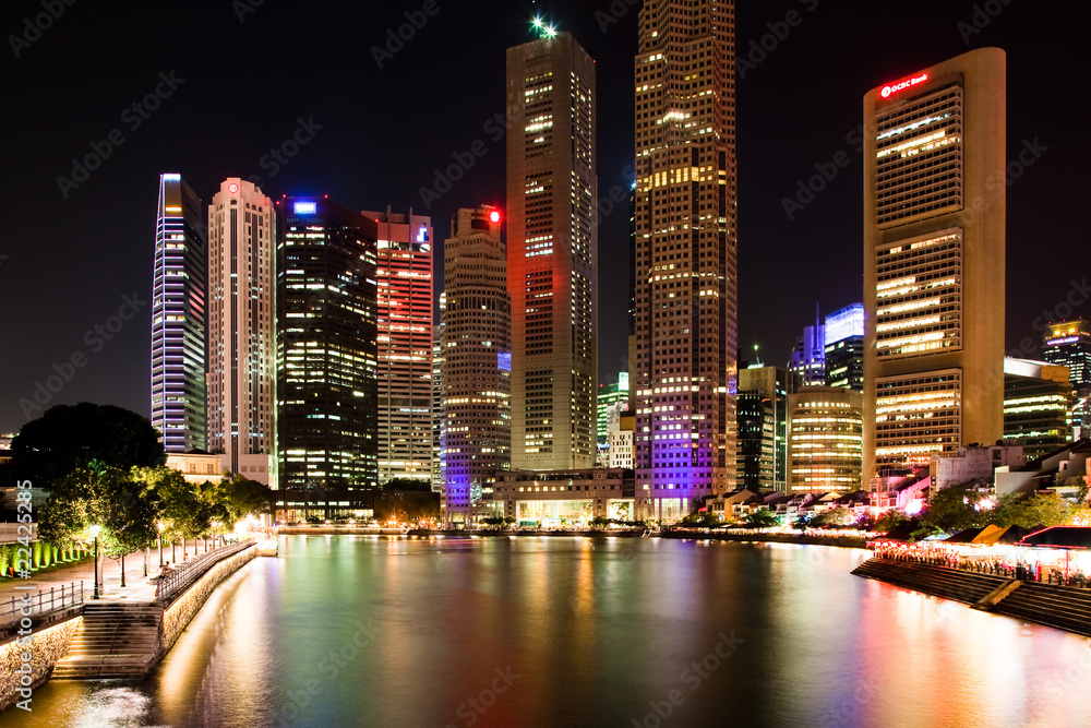 Obraz premium Singapur bei Nacht