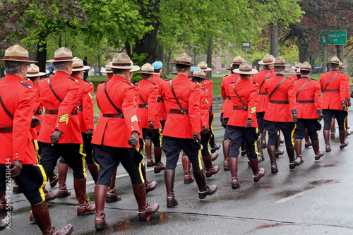 Canadian mountie police marching in parade photo