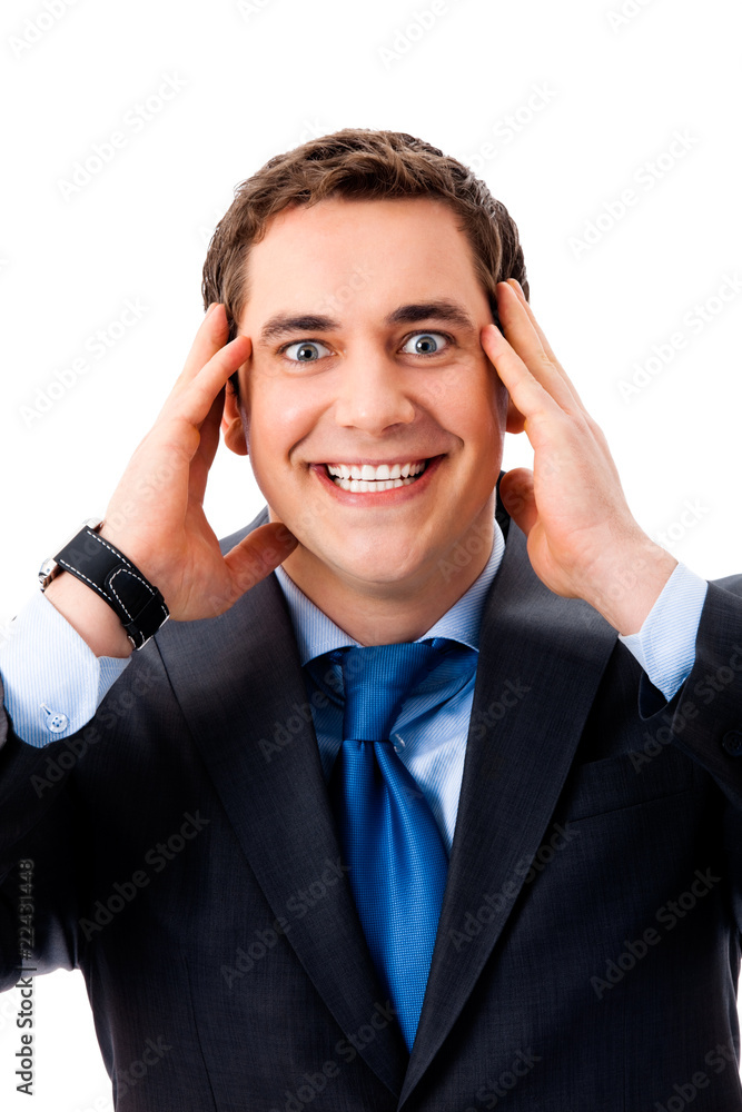 Portrait of very surprised businessman, isolated on white Portrait of very surprised businessman, isolated on white