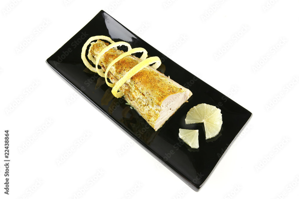single tuna served on plate