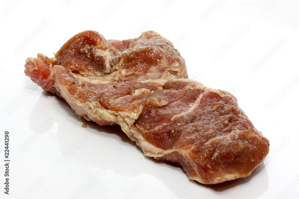 fresh boneless pork isolated on white background
