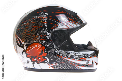 Modern motorcycle helmet isolated on white
