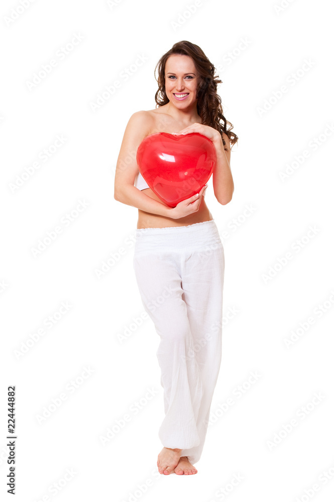 attractive smiley woman with heart attractive smiley woman with heart