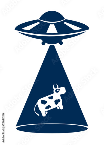 Vector one color sign of cow abduction