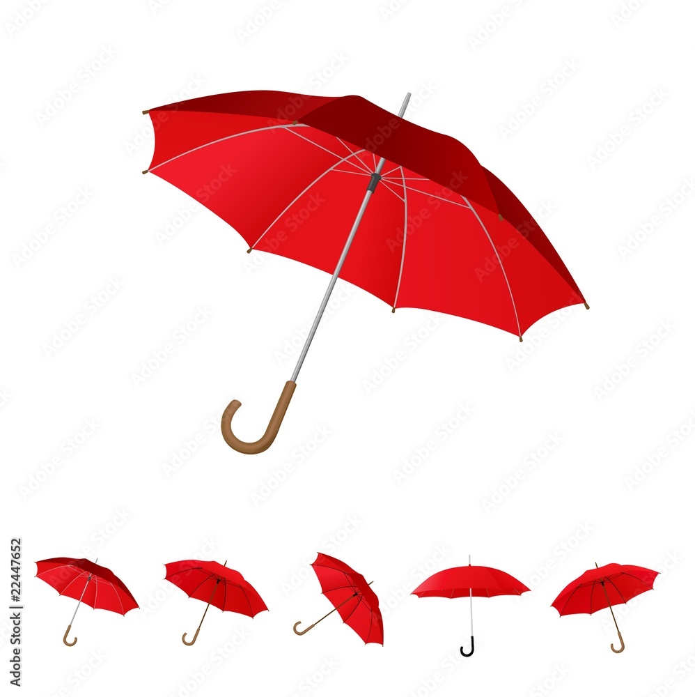 6 red umbrella set