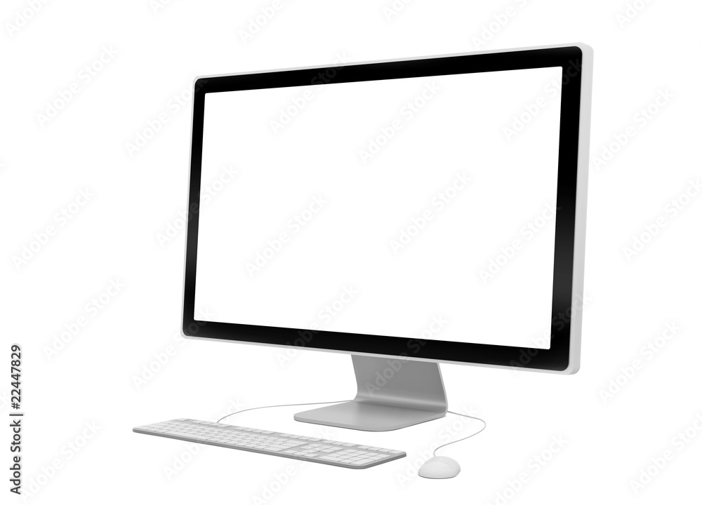modern computer workstation with blank screen modern computer workstation with blank screen